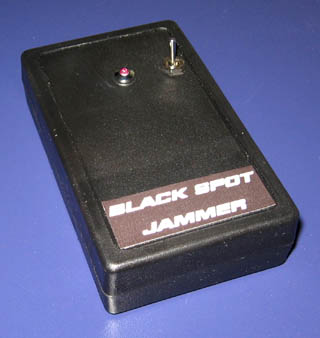 Black Spot jammer assembled into a protective box with  button for switch ON/OFF.