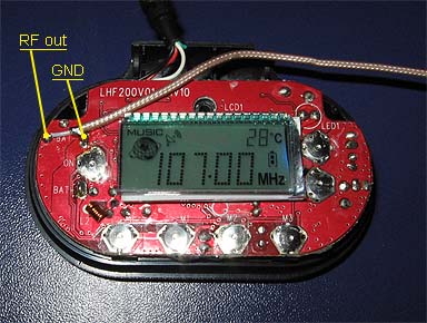 This photo show where to connect to the FM transmitter PCB.