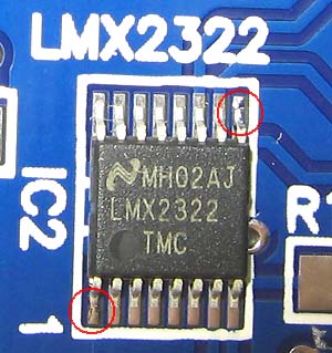 Place the LMX2322 to the PCB as accurate as possible. Magnifying glasses are welcome.