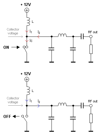 The transistor is simulated with a switch.