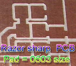 The picture is magnified X 5 times and show you the high quality of the PCB. Rrazor sharp pads and lines!